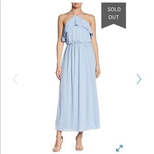 Lush Ruffle Maxi Dress in Zen Blue, worn 2x